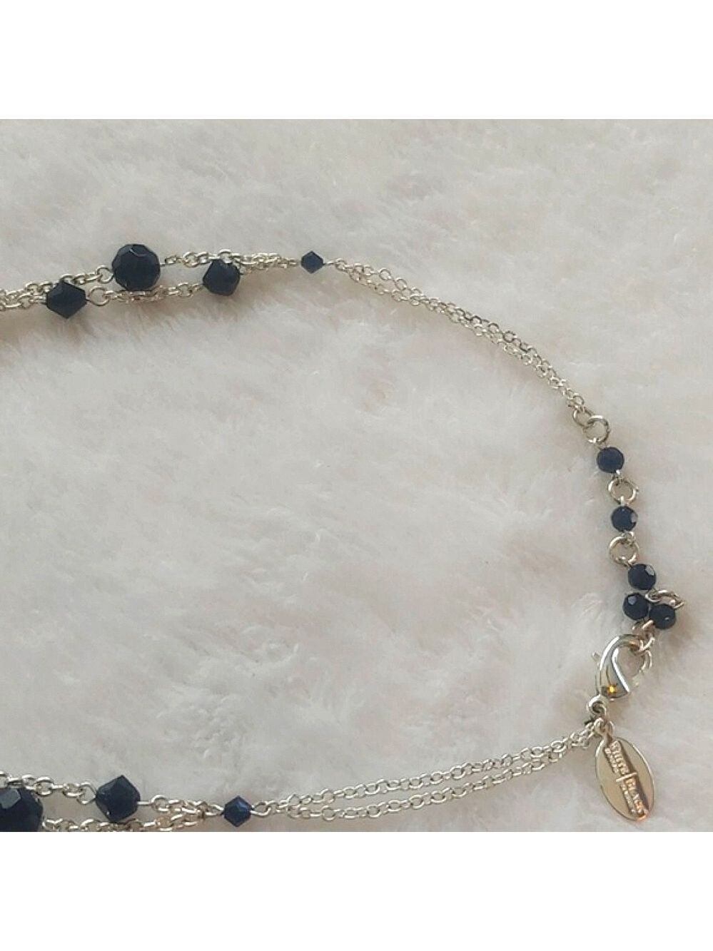 White House Black Market Silver Tone Black Beaded Necklace - Picture 10 of 13